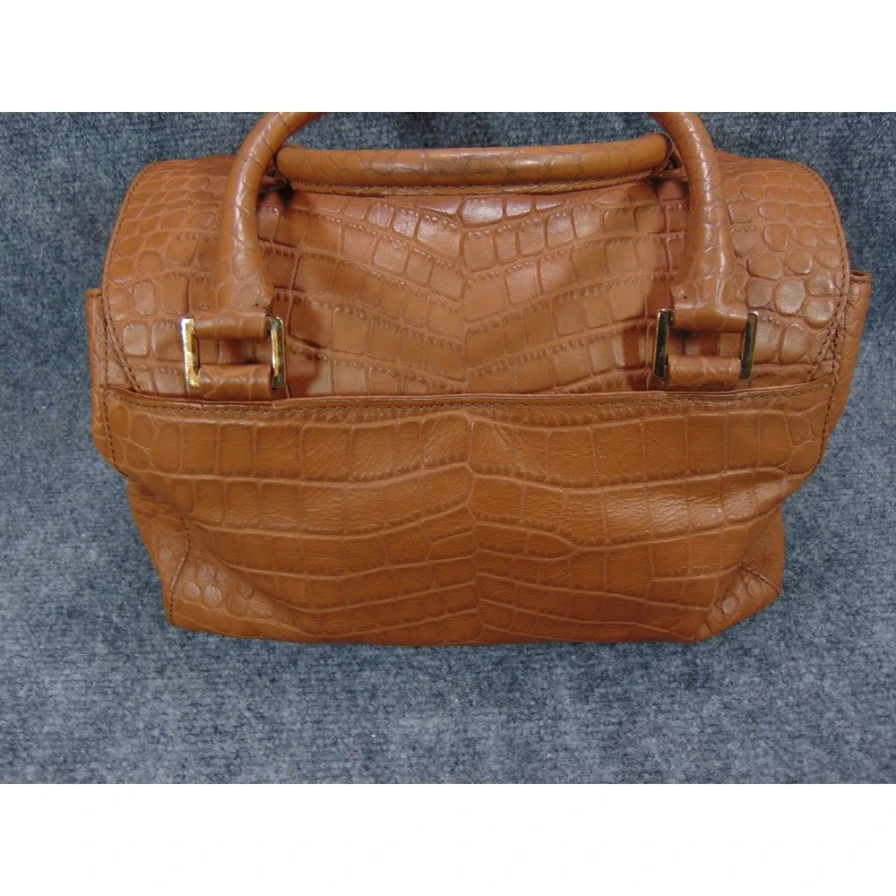 Michael Kors Hamilton Satchel Brown Croc Embossed Leather‎ Turn Lock